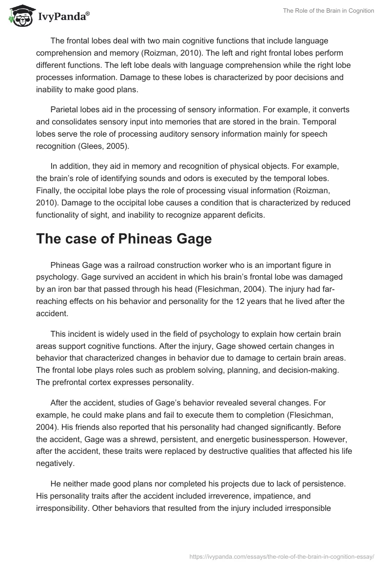 The Role of the Brain in Cognition. Page 2