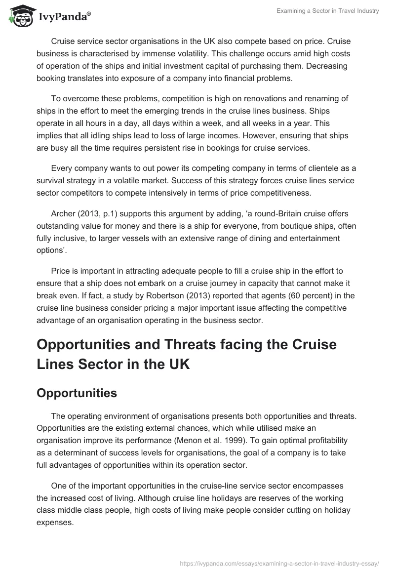 Examining a Sector in Travel Industry. Page 4