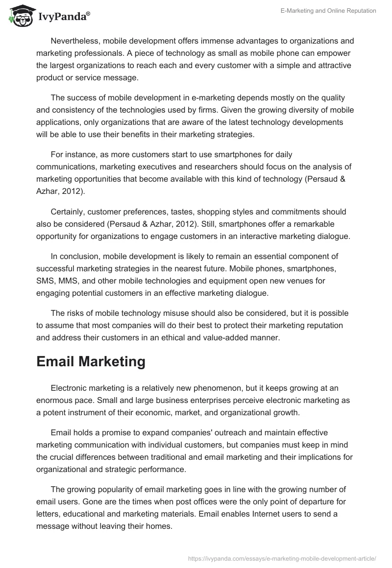E-Marketing and Online Reputation. Page 2