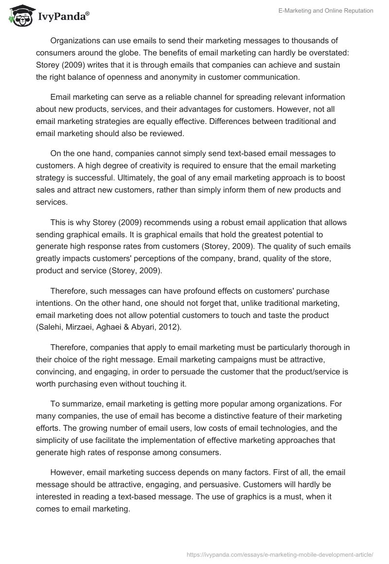 E-Marketing and Online Reputation. Page 3