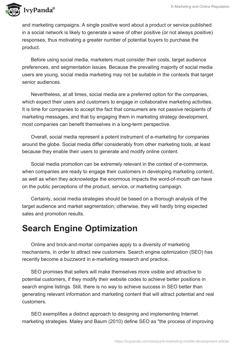 E-Marketing and Online Reputation. Page 5
