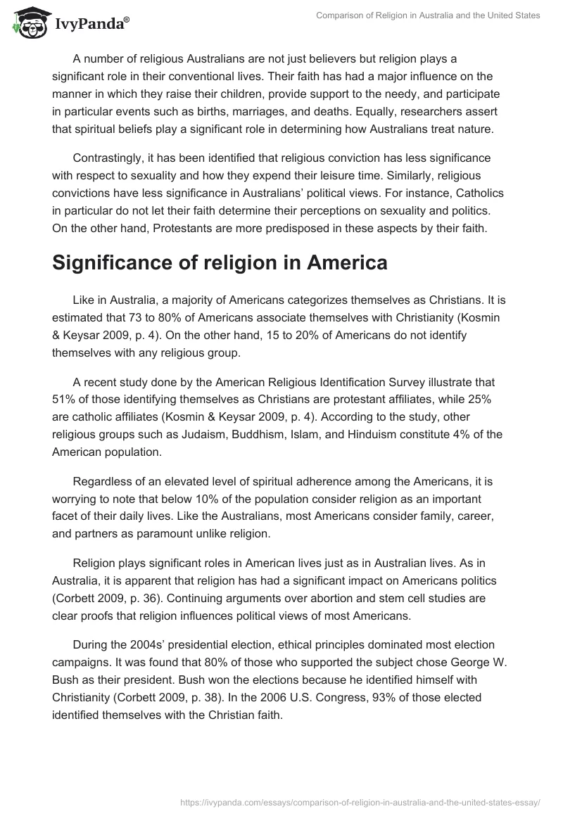 Comparison of Religion in Australia and the United States. Page 3