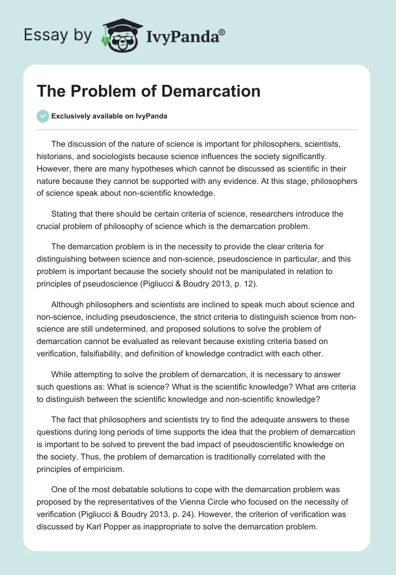 The Problem of Demarcation. Page 1