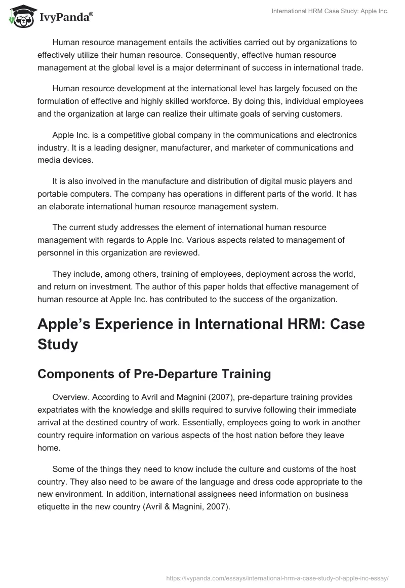 International HRM Case Study: Apple Inc.. Page 2