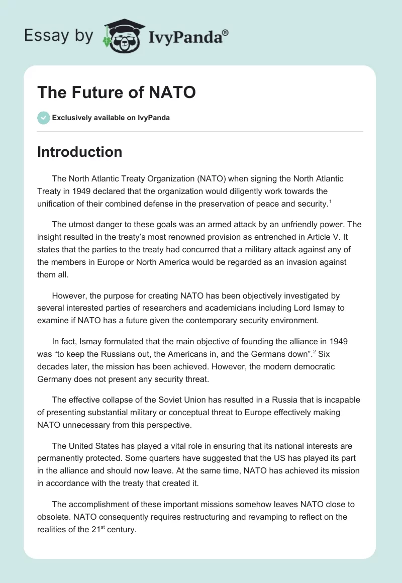 The Future of NATO. Page 1