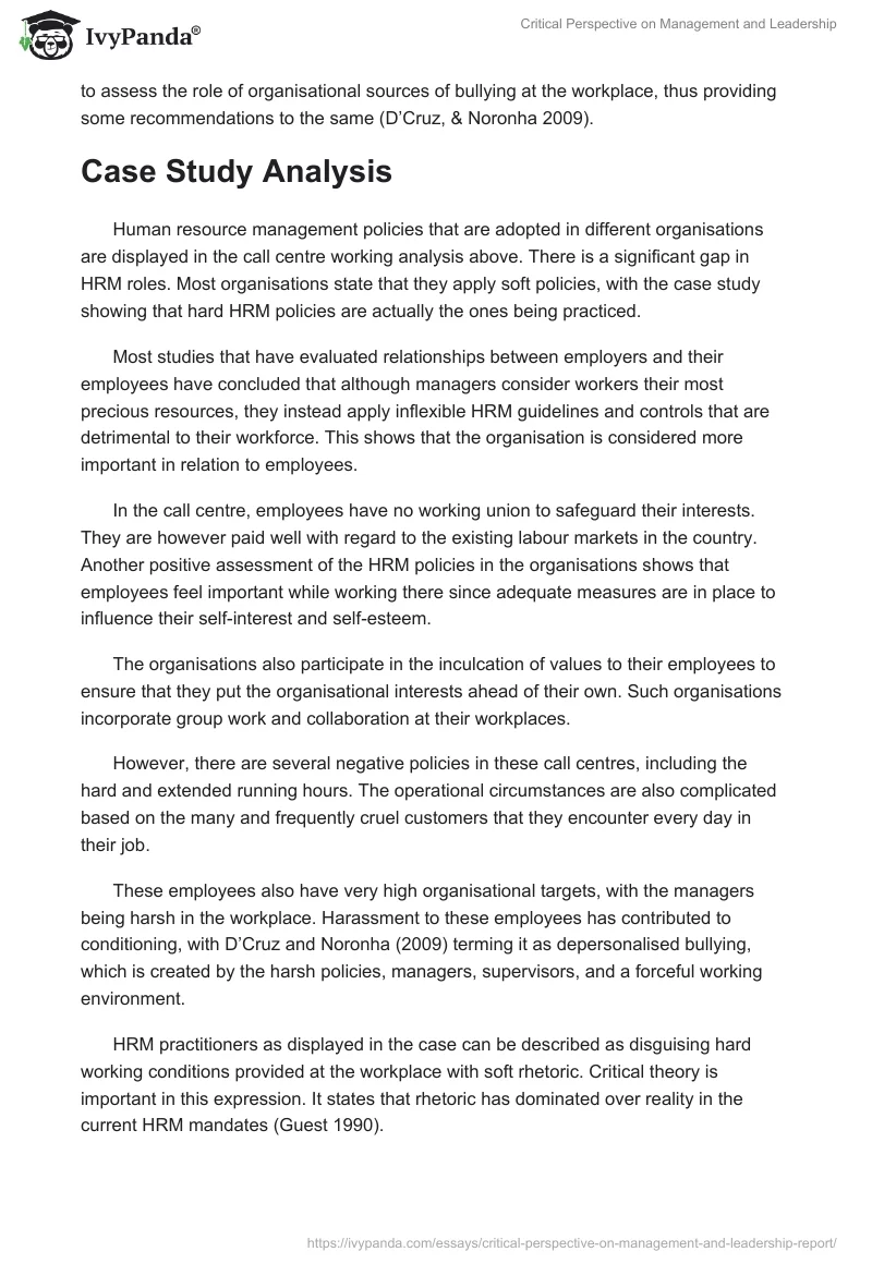 Critical Perspective on Management and Leadership. Page 3