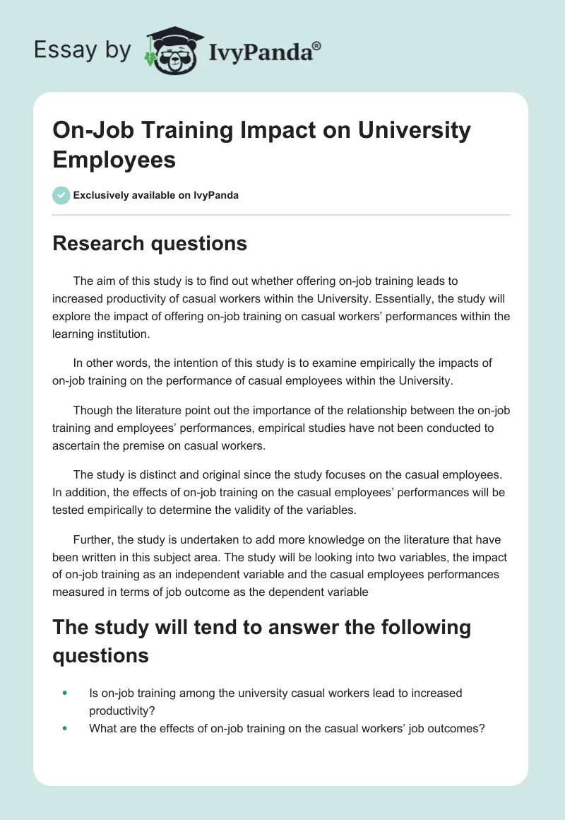 On-Job Training Impact on University Employees. Page 1