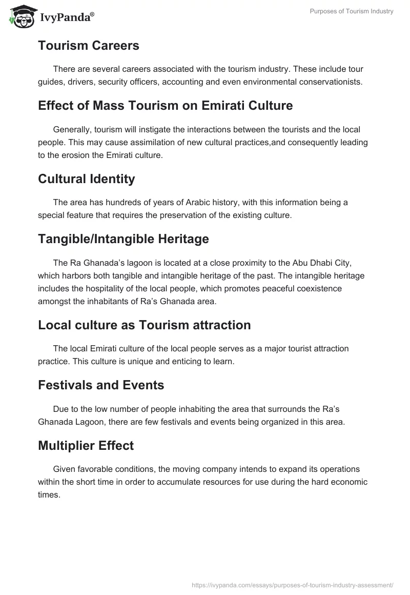 Purposes of Tourism Industry. Page 2