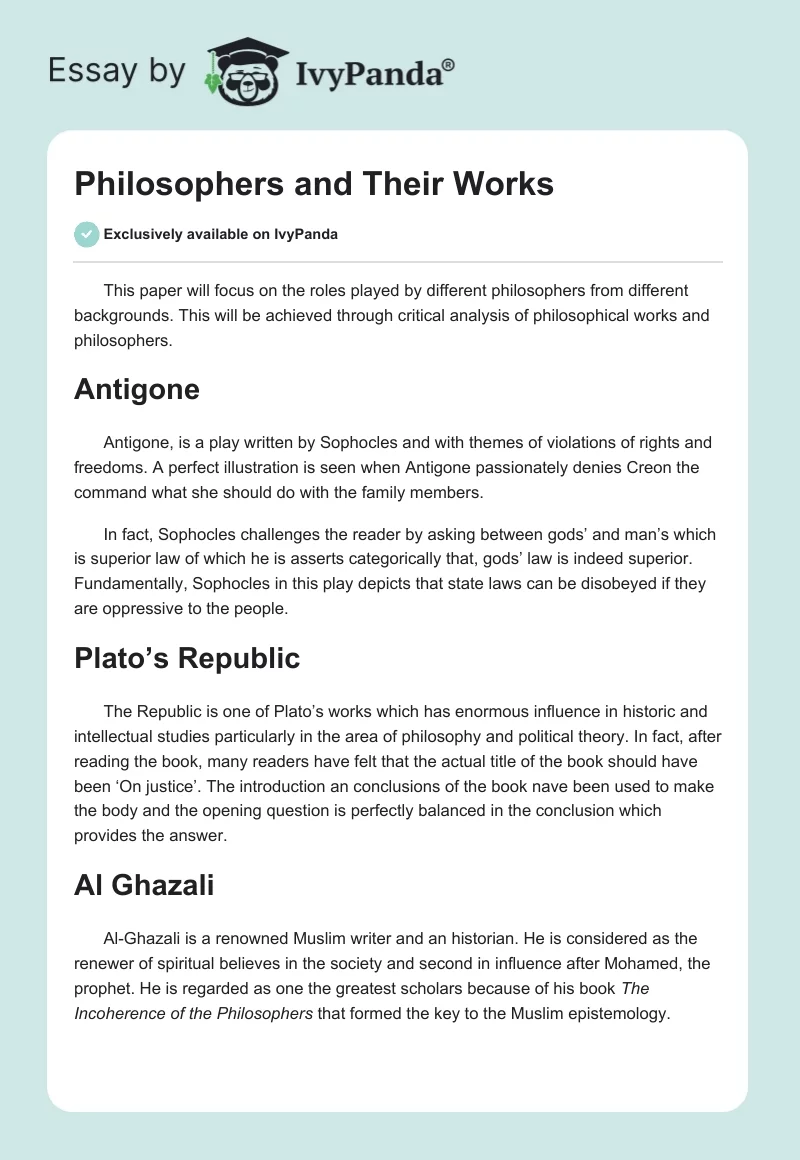 Philosophers and Their Works. Page 1