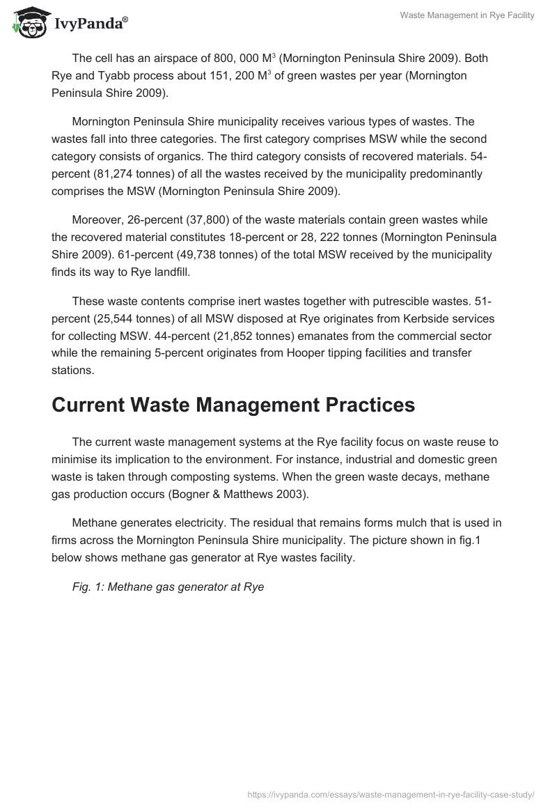 Waste Management in Rye Facility. Page 3