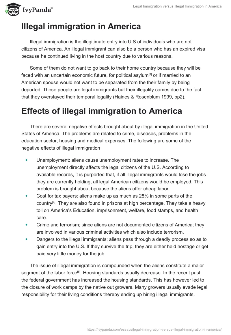 Legal Immigration versus Illegal Immigration in America. Page 3