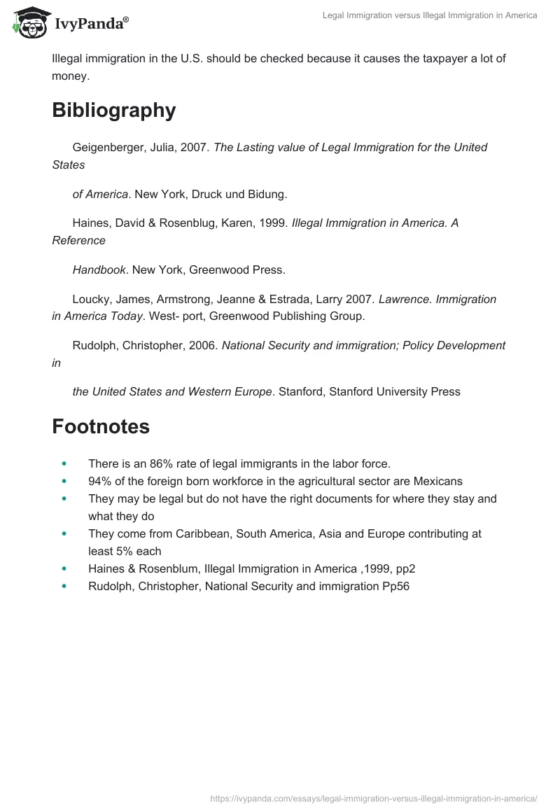 Legal Immigration versus Illegal Immigration in America. Page 5