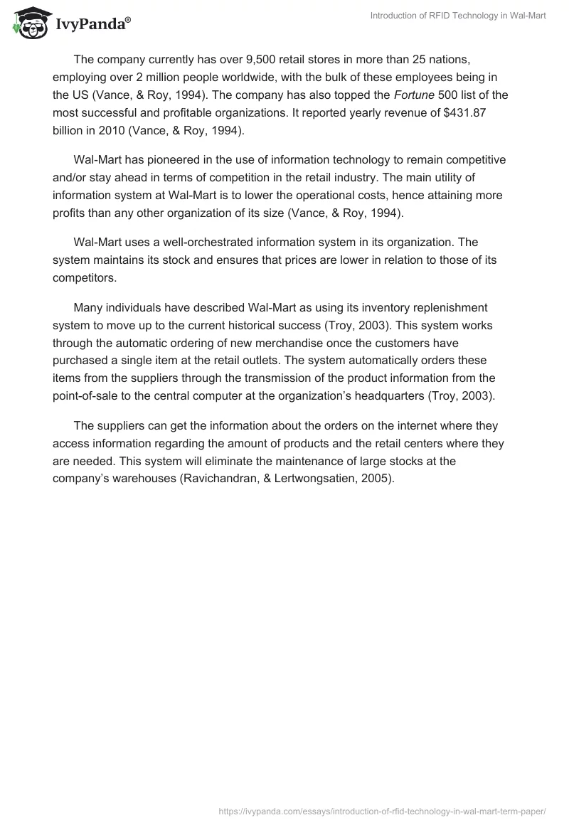 Introduction of RFID Technology in Wal-Mart. Page 2