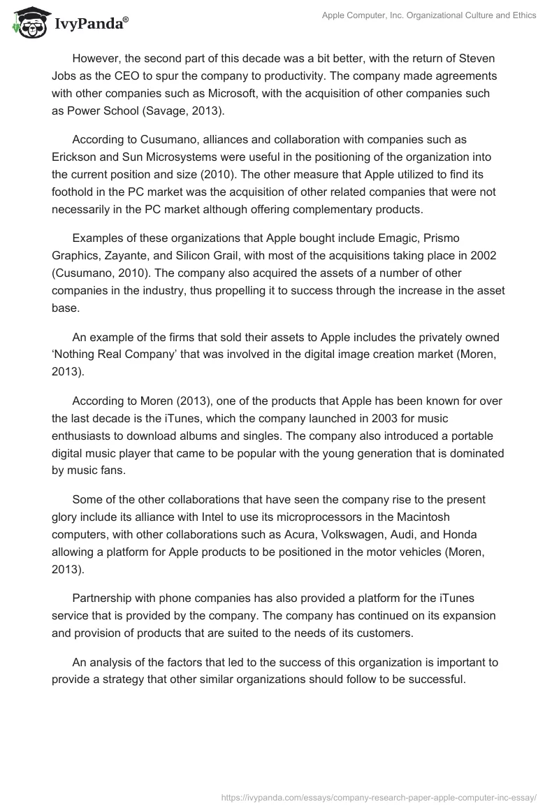 Apple Computer, Inc. Organizational Culture and Ethics. Page 3