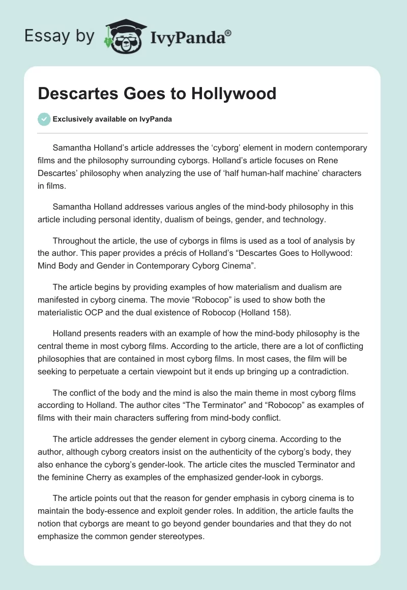 Descartes Goes to Hollywood. Page 1