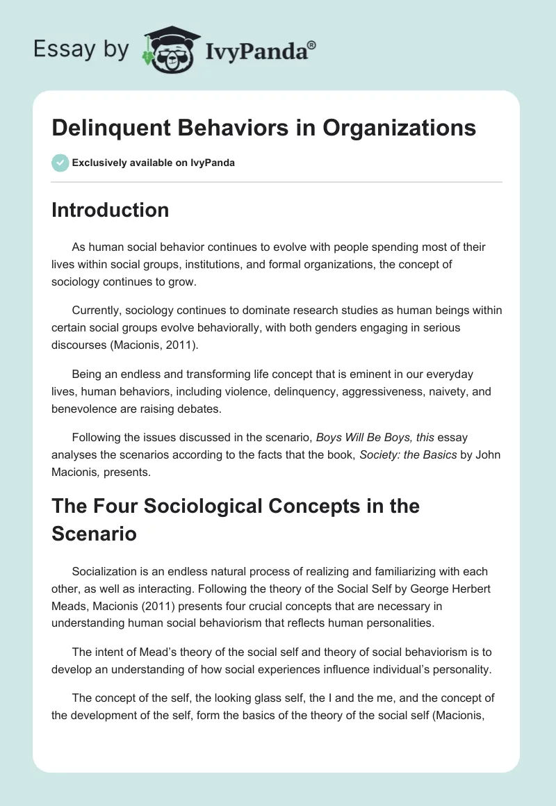 Delinquent Behaviors in Organizations. Page 1