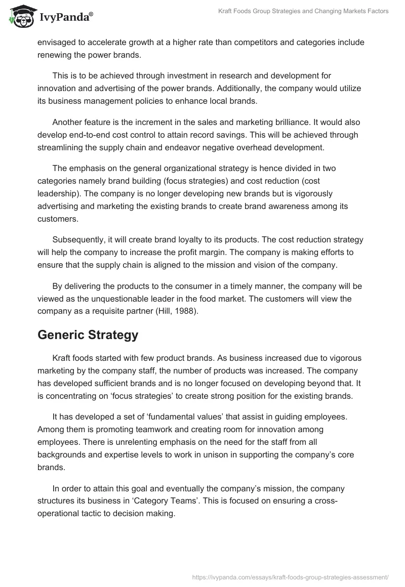 Kraft Foods Group Strategies and Changing Markets Factors. Page 3