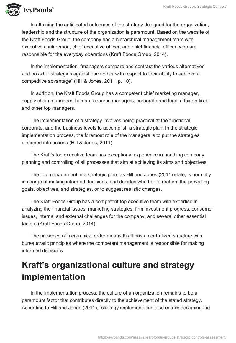 Kraft Foods Group's Strategic Controls. Page 3