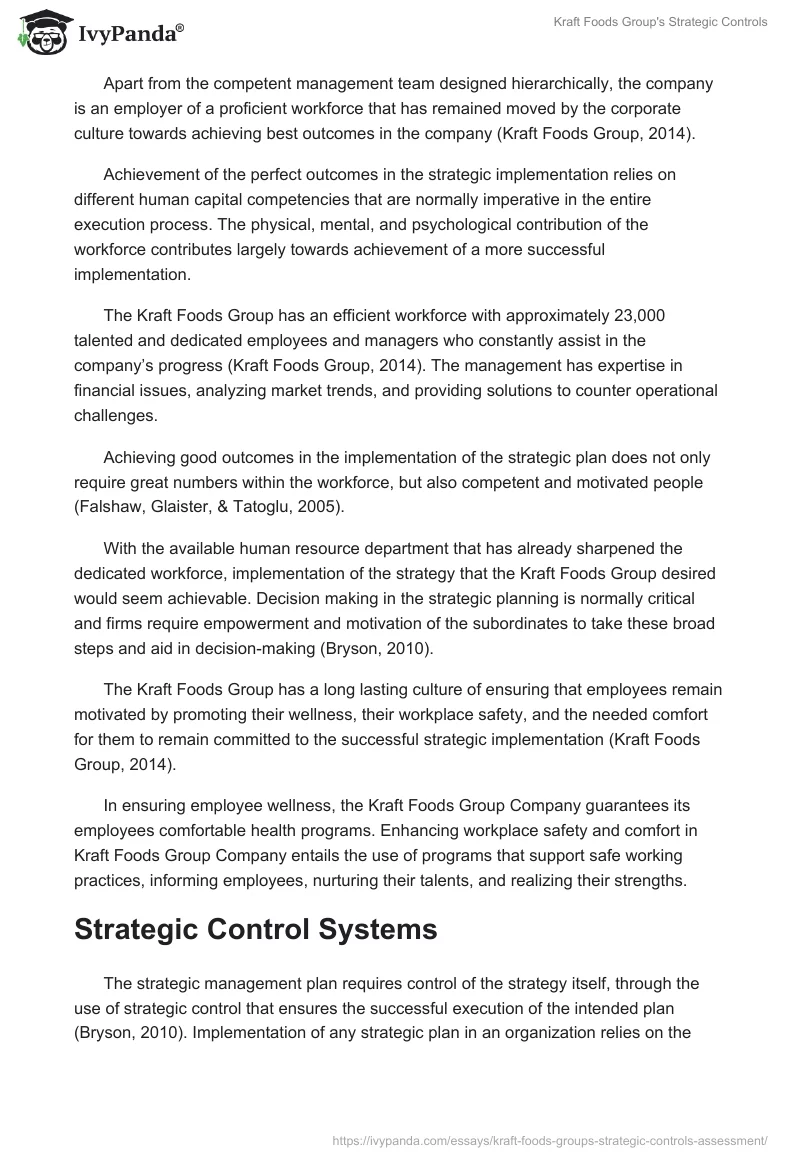 Kraft Foods Group's Strategic Controls. Page 5