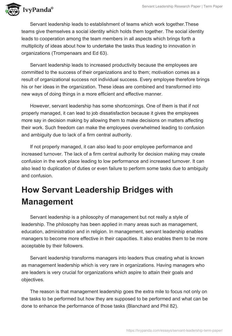 Servant Leadership Research Paper | Term Paper. Page 5