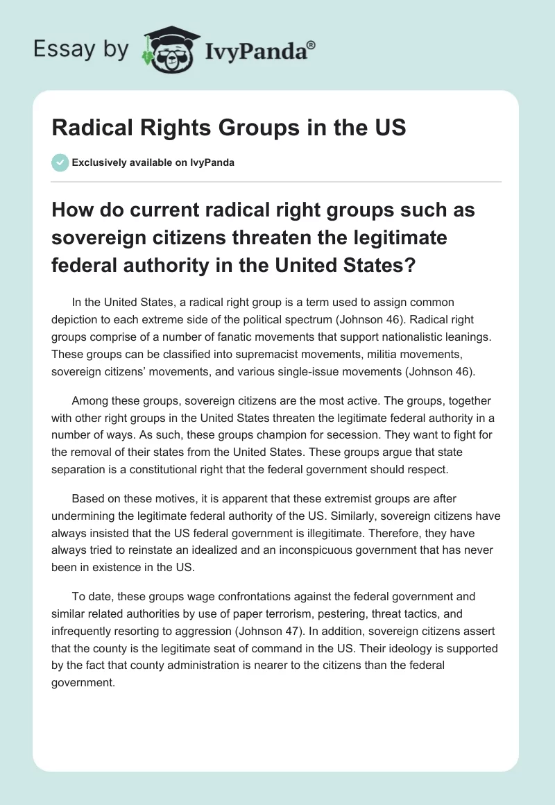 Radical Rights Groups in the US. Page 1