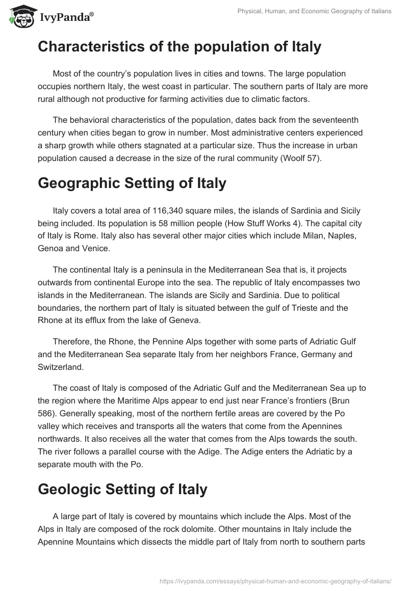 Physical, Human, and Economic Geography of Italians. Page 2