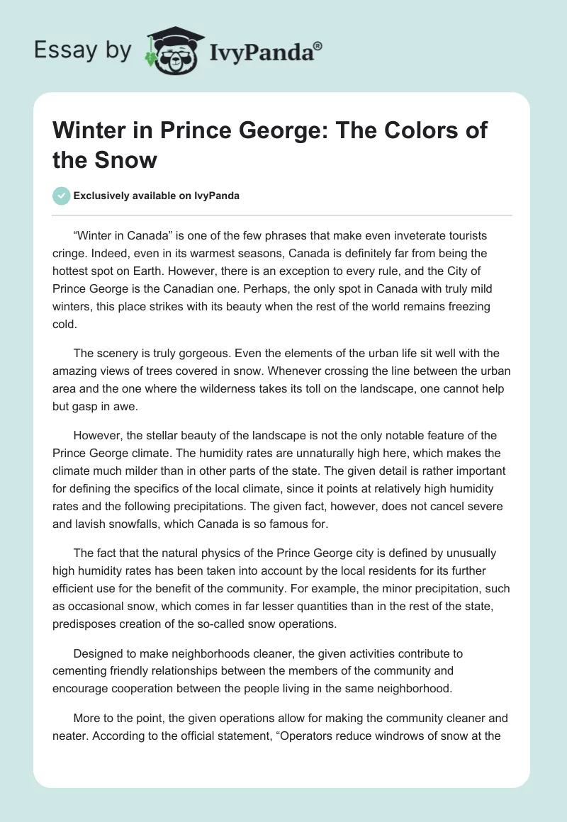 Winter in Prince George: The Colors of the Snow. Page 1