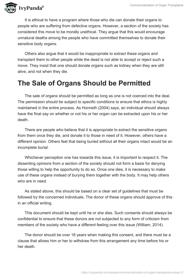 Commercialization of Organ Transplants. Page 2