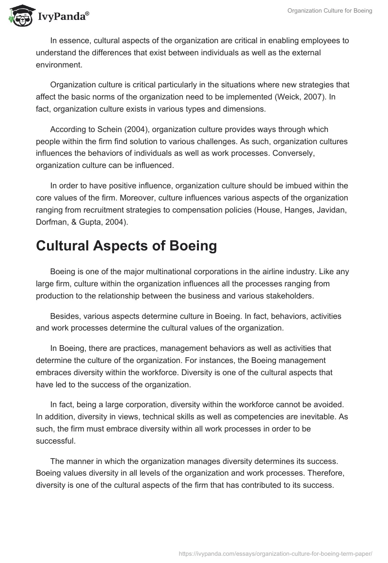 Organization Culture for Boeing. Page 2