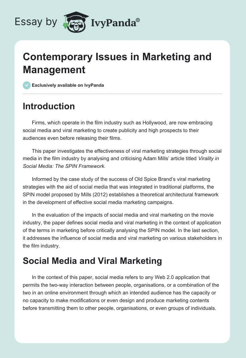 Contemporary Issues in Marketing and Management. Page 1