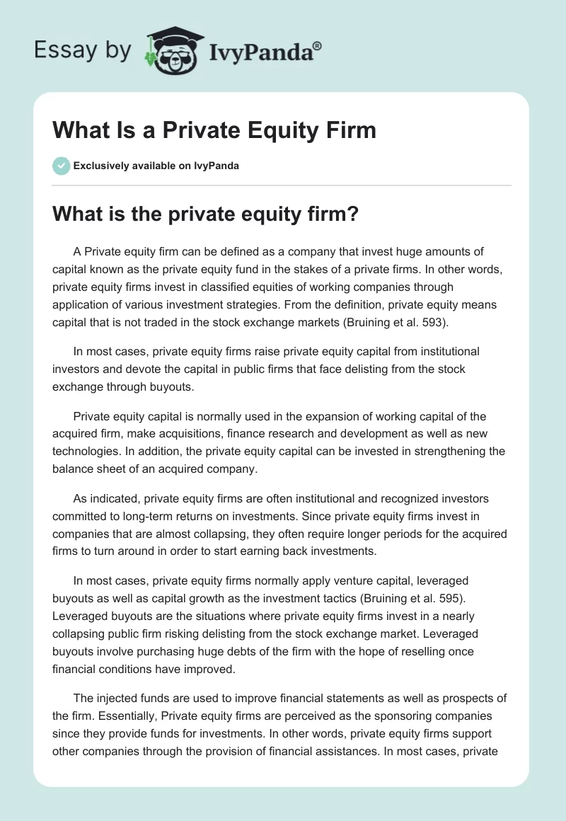 What Is a Private Equity Firm. Page 1