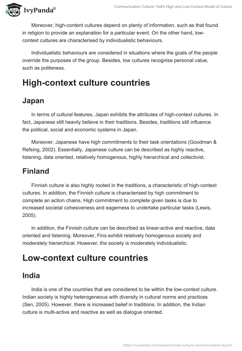 Communication Culture: Hall's High and Low-Context Model of Culture. Page 4