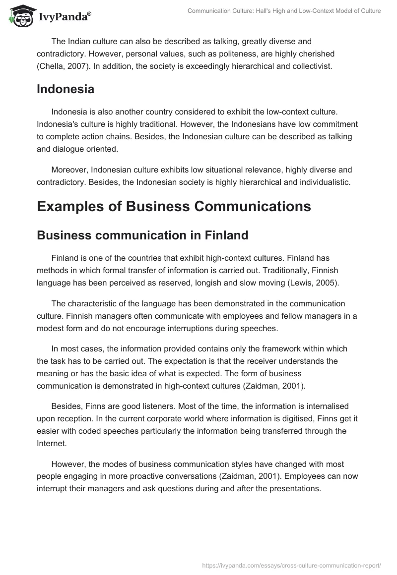 Communication Culture: Hall's High and Low-Context Model of Culture. Page 5