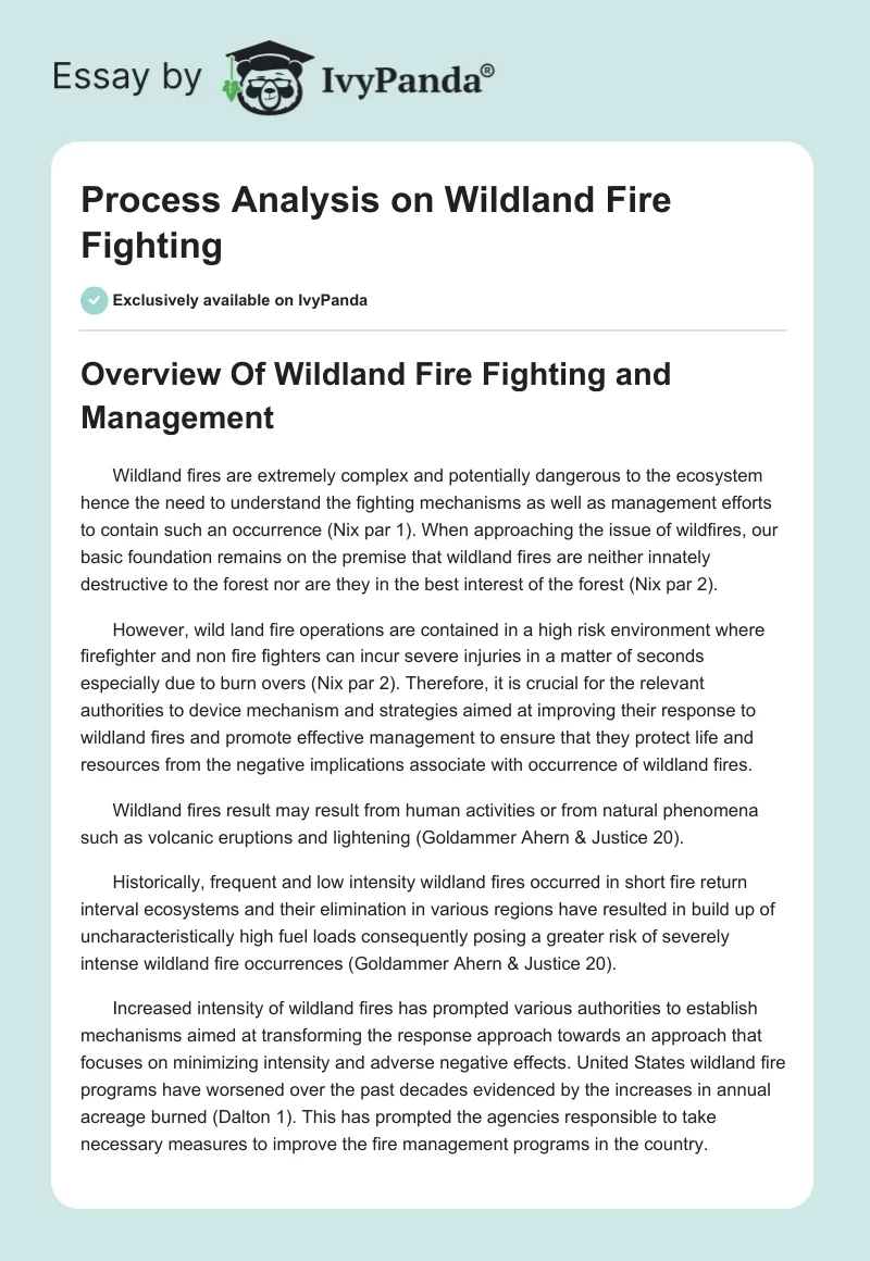 Process Analysis on Wildland Fire Fighting. Page 1