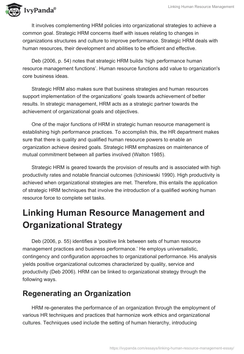 Linking Human Resource Management. Page 3