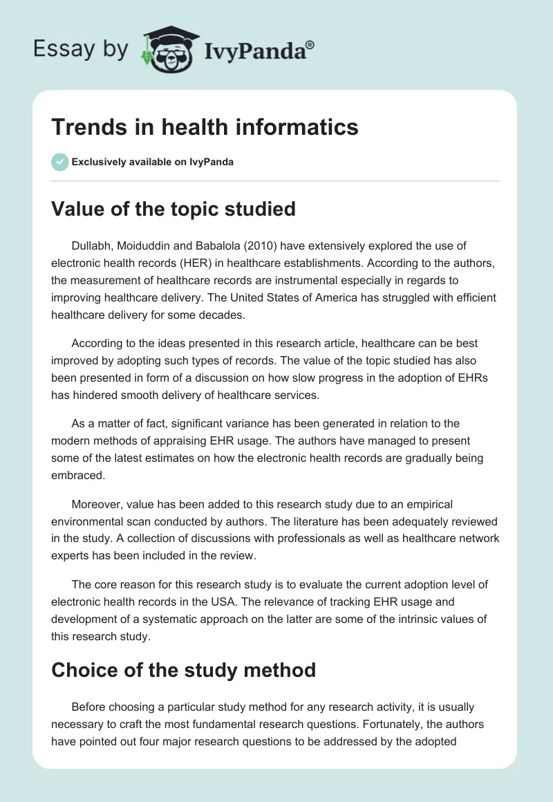 Trends in health informatics. Page 1