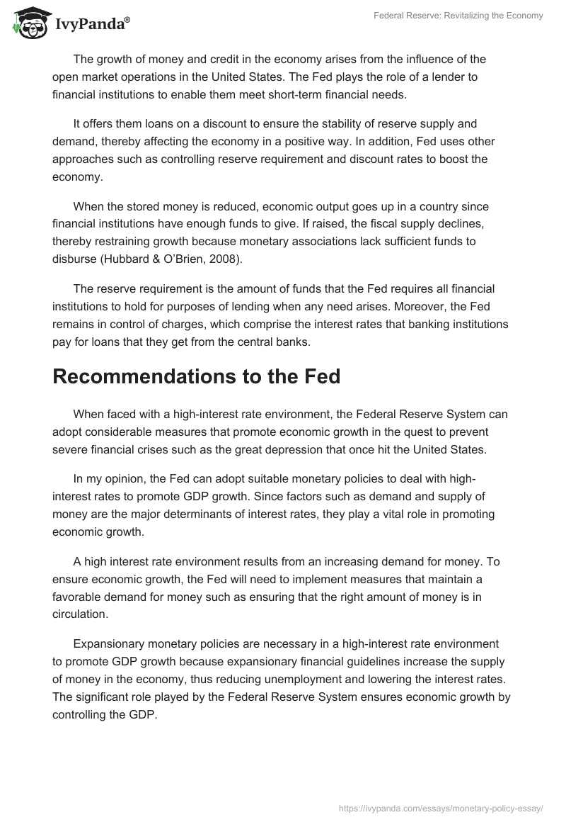 Federal Reserve: Revitalizing the Economy. Page 2