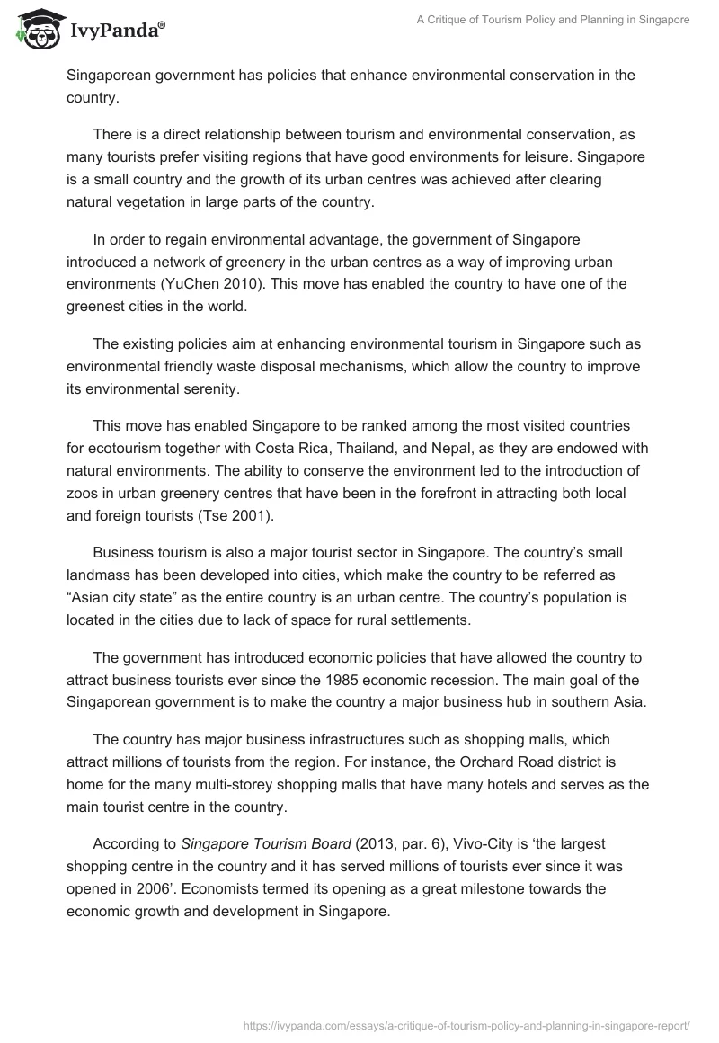 A Critique of Tourism Policy and Planning in Singapore. Page 2
