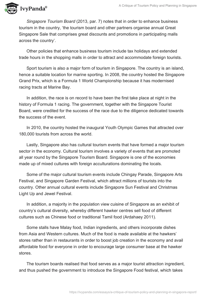 A Critique of Tourism Policy and Planning in Singapore. Page 3