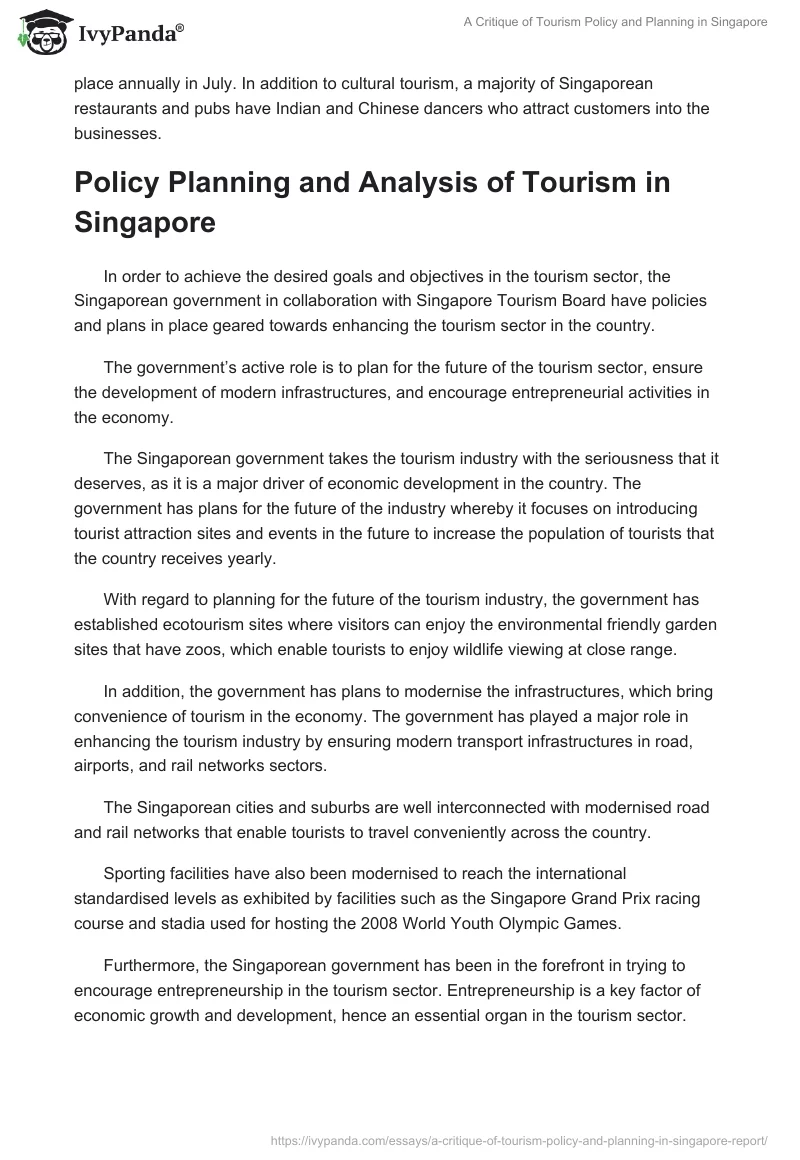 A Critique of Tourism Policy and Planning in Singapore. Page 4