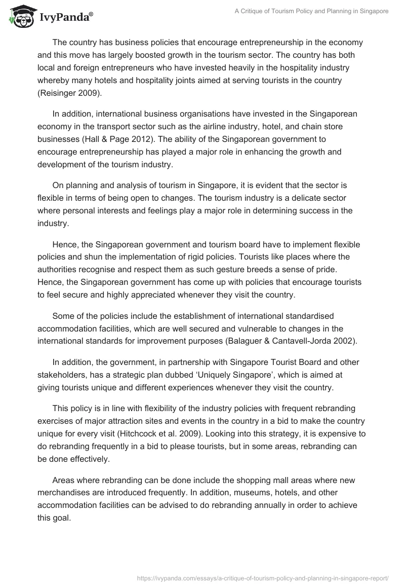 A Critique of Tourism Policy and Planning in Singapore. Page 5