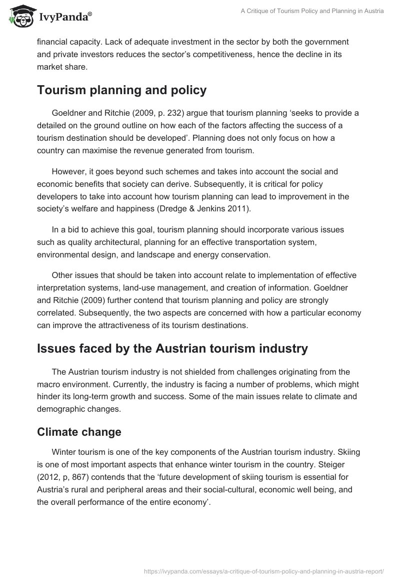 A Critique of Tourism Policy and Planning in Austria. Page 3