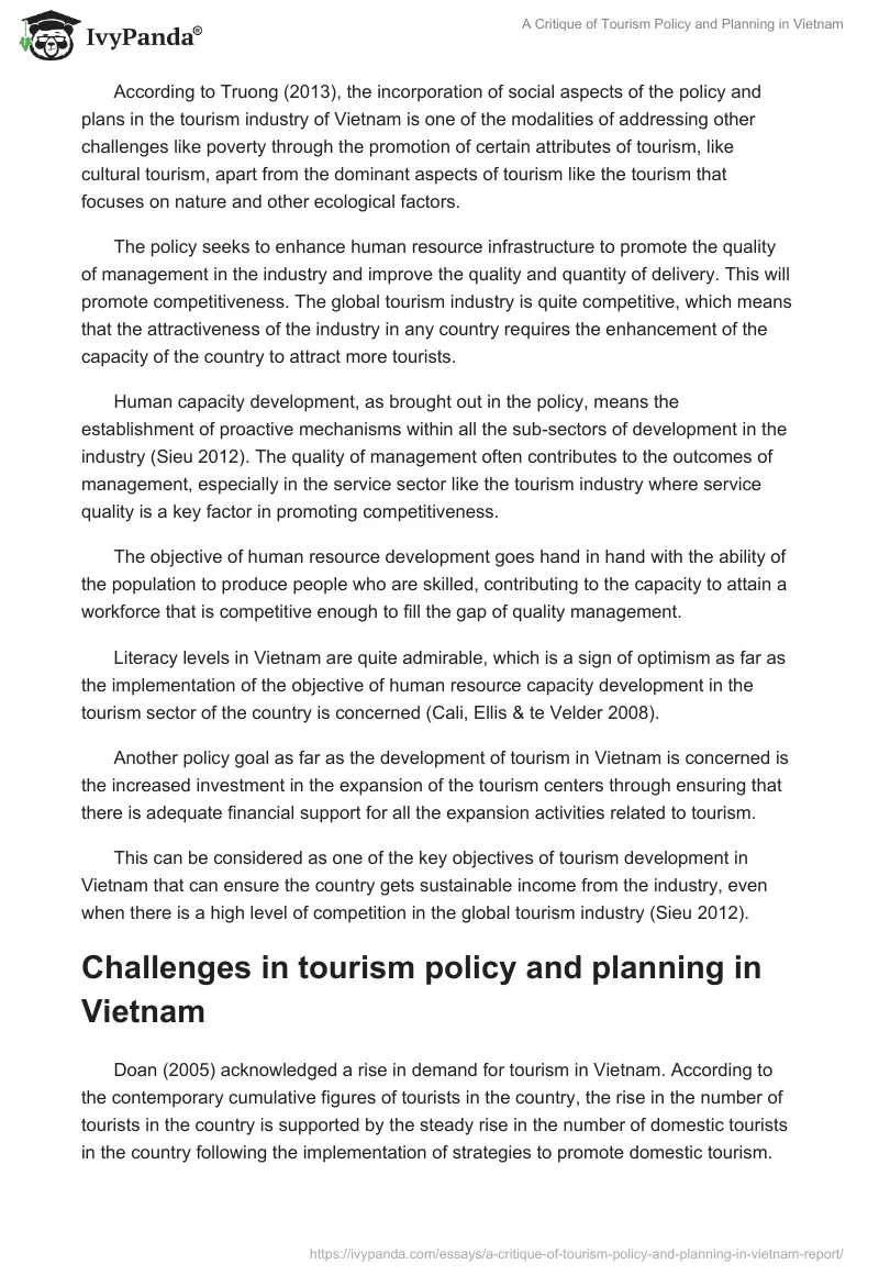 A Critique of Tourism Policy and Planning in Vietnam. Page 5