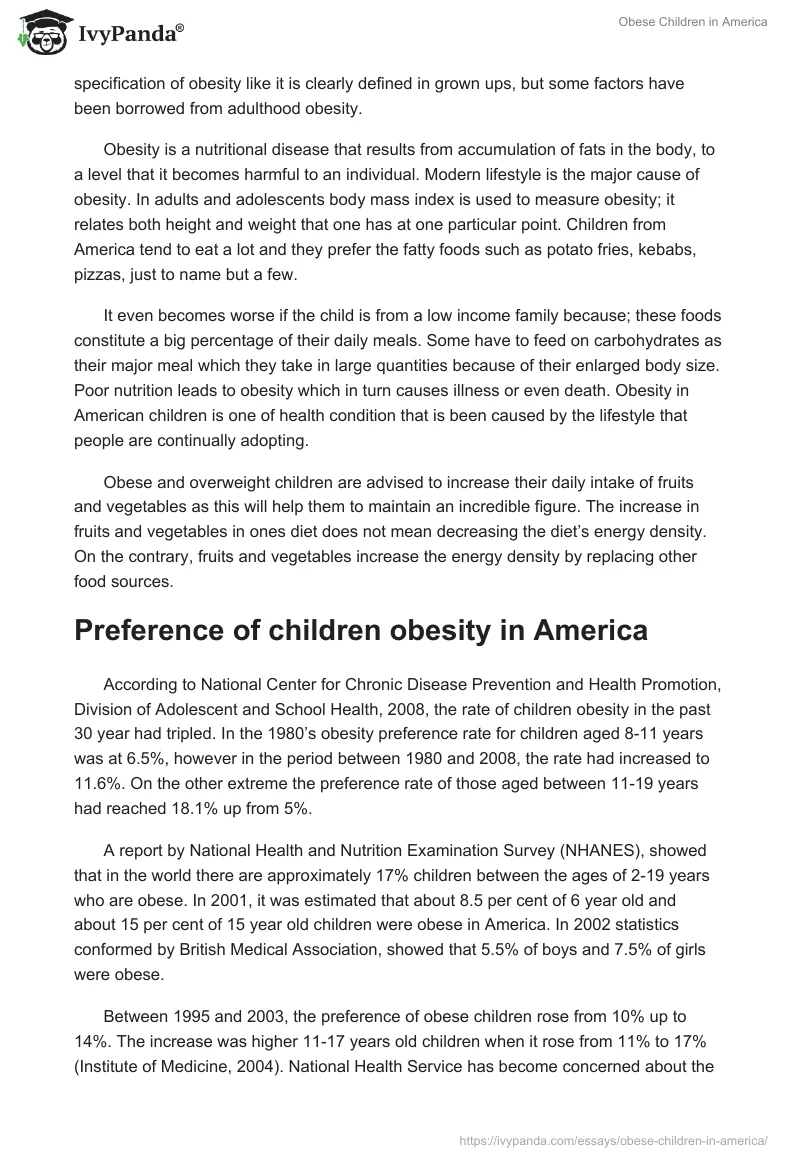 Obese Children in America. Page 2