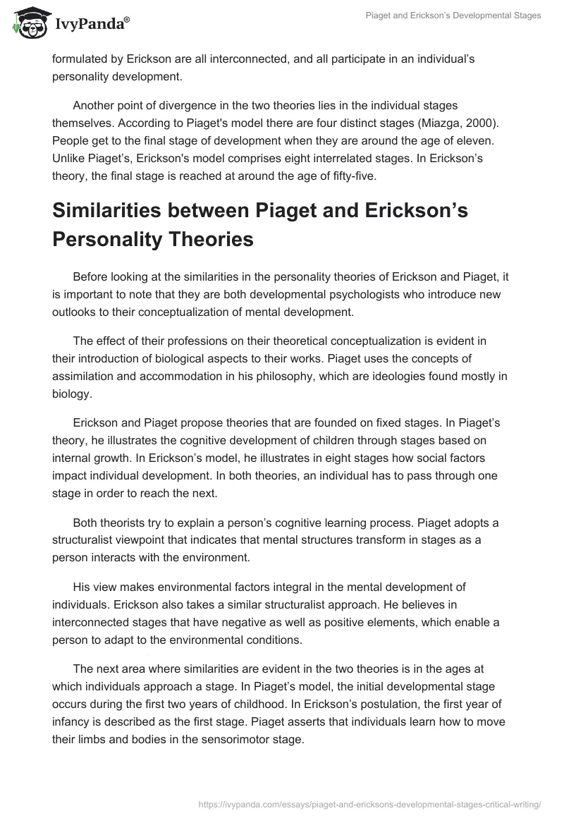 Piaget and Erickson’s Developmental Stages. Page 2