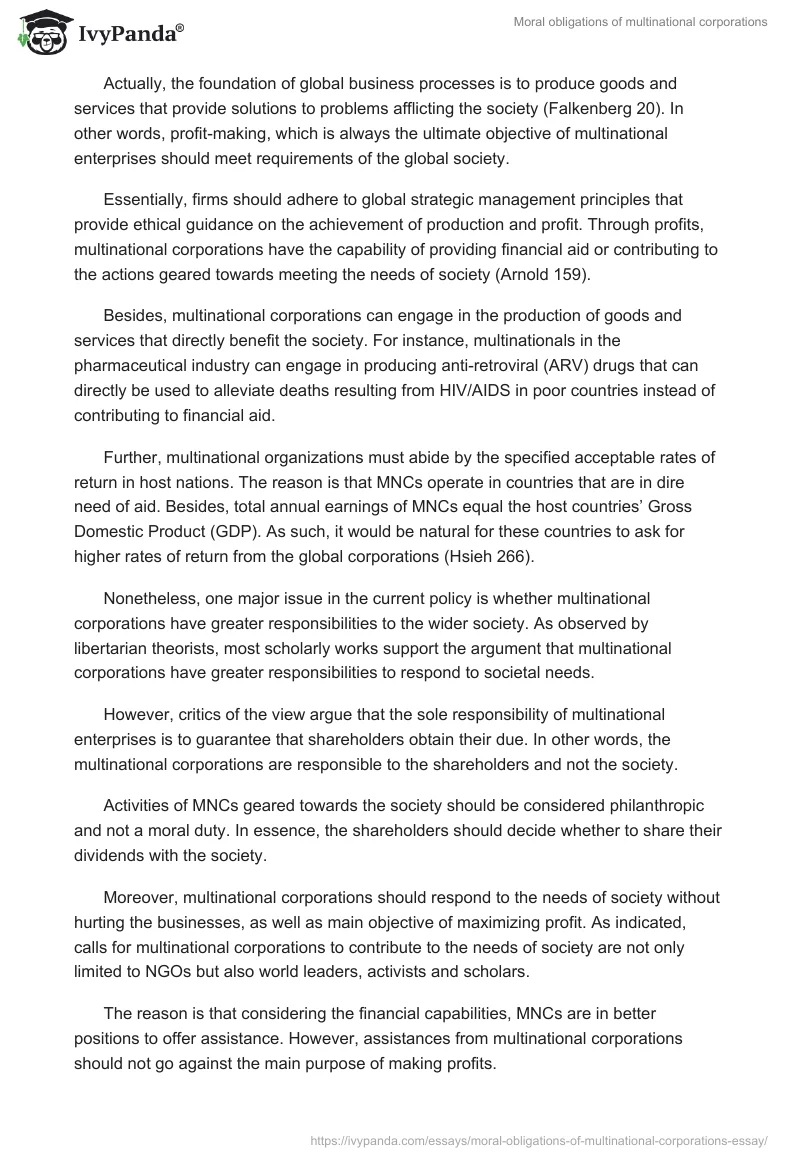 Moral Obligations of Multinational Corporations. Page 4