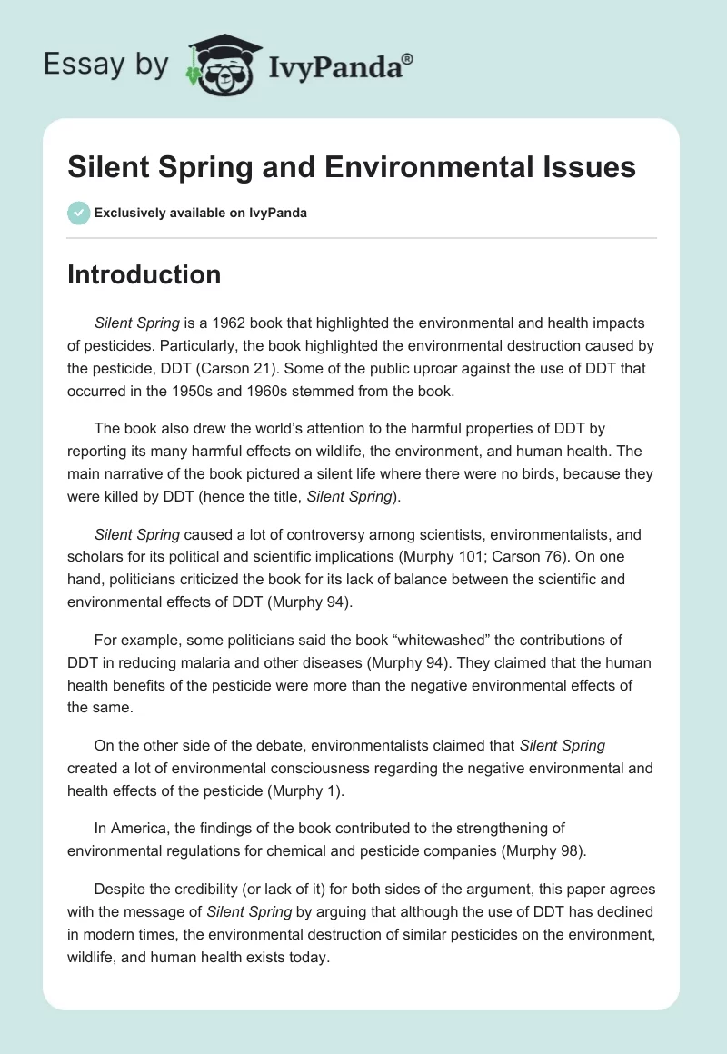 Silent Spring and Environmental Issues. Page 1
