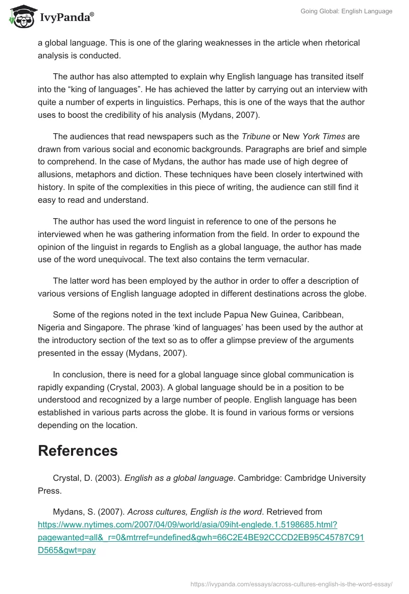 Going Global: English Language. Page 3