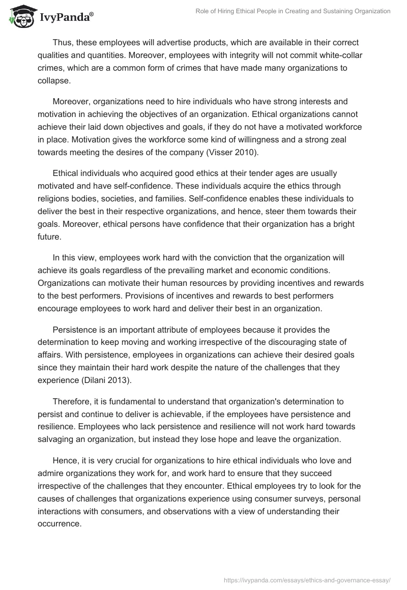 Role of Hiring Ethical People in Creating and Sustaining Organization. Page 5