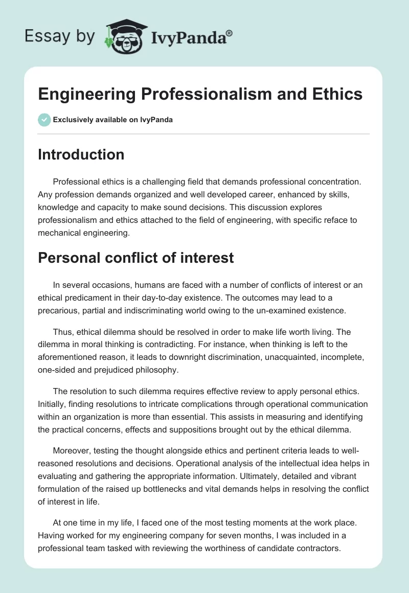 Engineering Professionalism and Ethics. Page 1